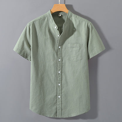 Mens Short Sleeve Linen Blend Shirt