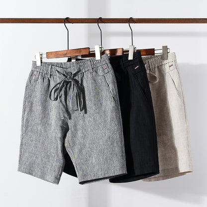 Men's Comfortable Solid Color Linen Mid-Waist Shorts