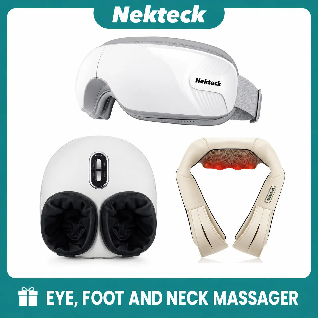 Nekteck Neck Massager & Foot Massager & Eye Massager, Gift for Father Mother Friend