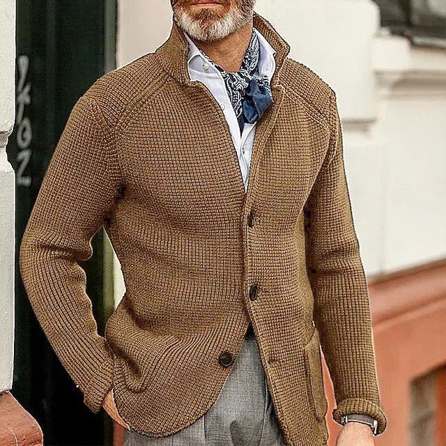 Mens Casual Solid Color Knit Jacket