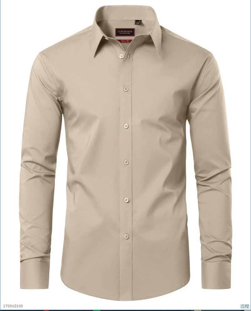 Four-Way Stretch White Button-Down Men's Plus-Size Shirt