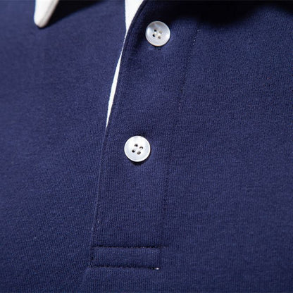 Mens Long Sleeve Polo Shirt Casual Cotton Top