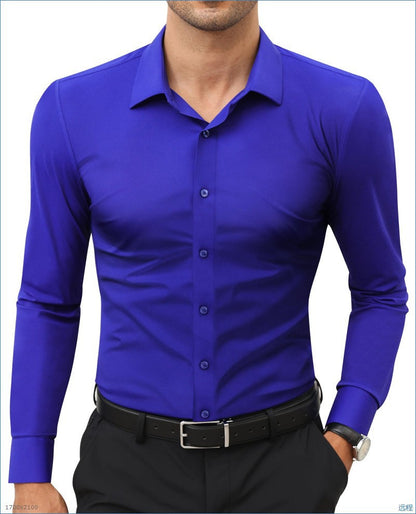 Four-Way Stretch White Button-Down Men's Plus-Size Shirt