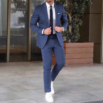 Slim Fit Mens Suit Two-Piece Set