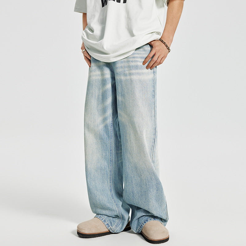 Retro Washed Blue Denim Trousers