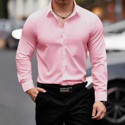 Mens Solid Color Long Sleeve Shirt