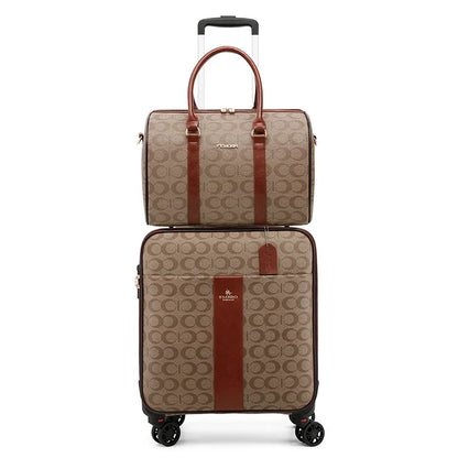 Luxury PU Leather Rolling Suitcase Set with Matching Handbag
