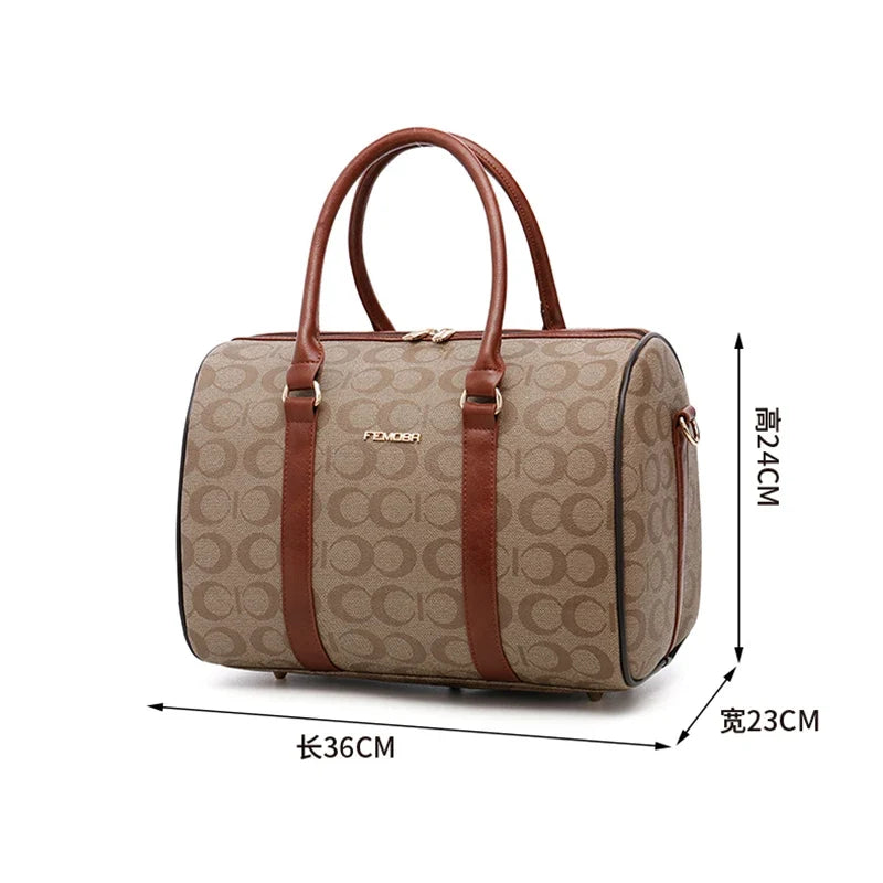 Luxury PU Leather Rolling Suitcase Set with Matching Handbag