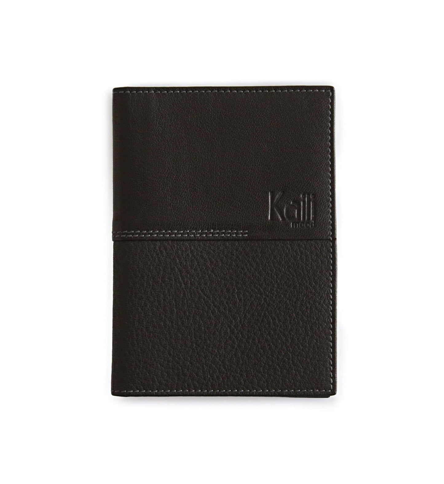 K10122AB | Document Holder + Passport in genuine full-grain leather, dollar/liscia grain. Black color. Size when closed: 10 x 14 x 1 cm - Packaging: hard bottom/cover Gift Box