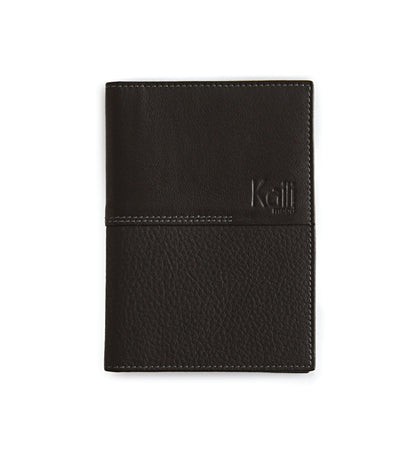 K10122AB | Document Holder + Passport in genuine full-grain leather, dollar/liscia grain. Black color. Size when closed: 10 x 14 x 1 cm - Packaging: hard bottom/cover Gift Box