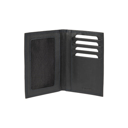 K10222AB | Document Holder + Passport in genuine full-grain leather, with light grain. Black color. Size when closed: 10 x 14 x 1 cm - Packaging: hard bottom/cover Gift Box