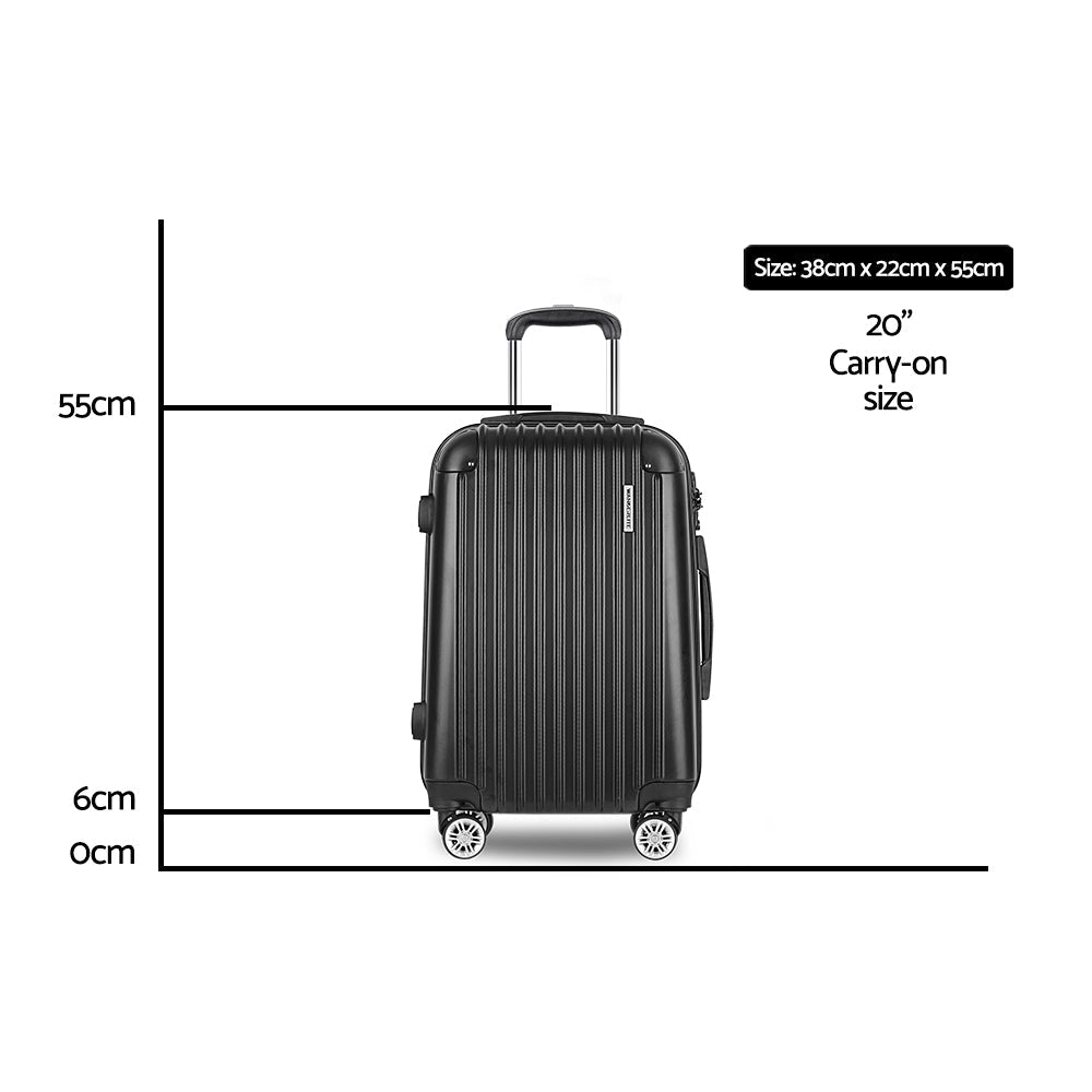 NNEDSZ 20" 55cm Luggage Trolley Travel Set Suitcase Carry On Hard Shell Case Sets Lightweight Black