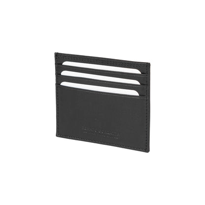 RB12016A | Credit Card Holder in genuine full-grain leather, with light grain. Black color. RFID protection. Size: 10 x 8 x 0.5 cm. Packaging: gift box bottom/cover
