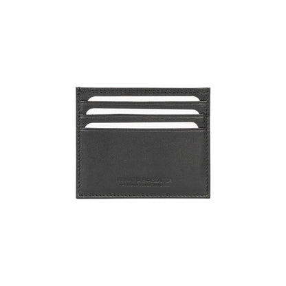 RB12016A | Credit Card Holder in genuine full-grain leather, with light grain. Black color. RFID protection. Size: 10 x 8 x 0.5 cm. Packaging: gift box bottom/cover