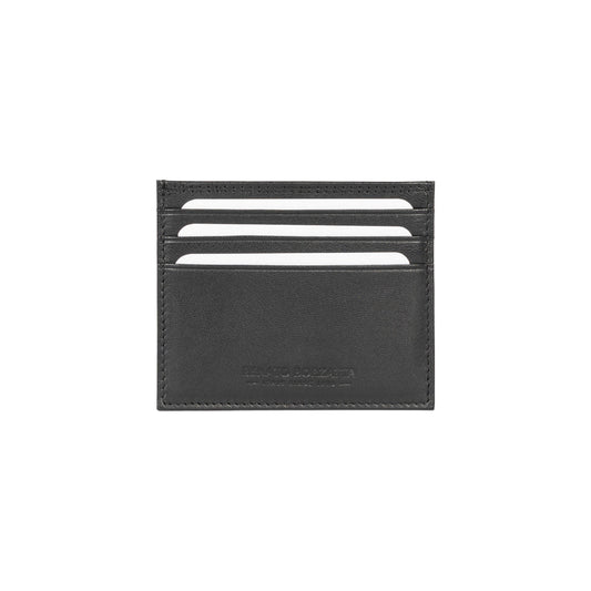 RB12016A | Credit Card Holder in genuine full-grain leather, with light grain. Black color. RFID protection. Size: 10 x 8 x 0.5 cm. Packaging: gift box bottom/cover