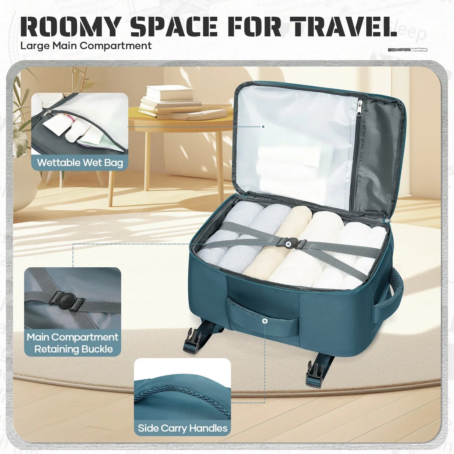 NNEOBA Cabin Carry-On Bag Travel Backpack