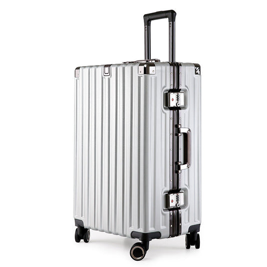 NNEDSZ Aluminum Alloy Hard-Shell Suitcase with TSA Lock -20" Spinner Luggage in Silver