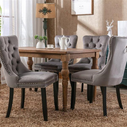 Velvet upholstered dining chair