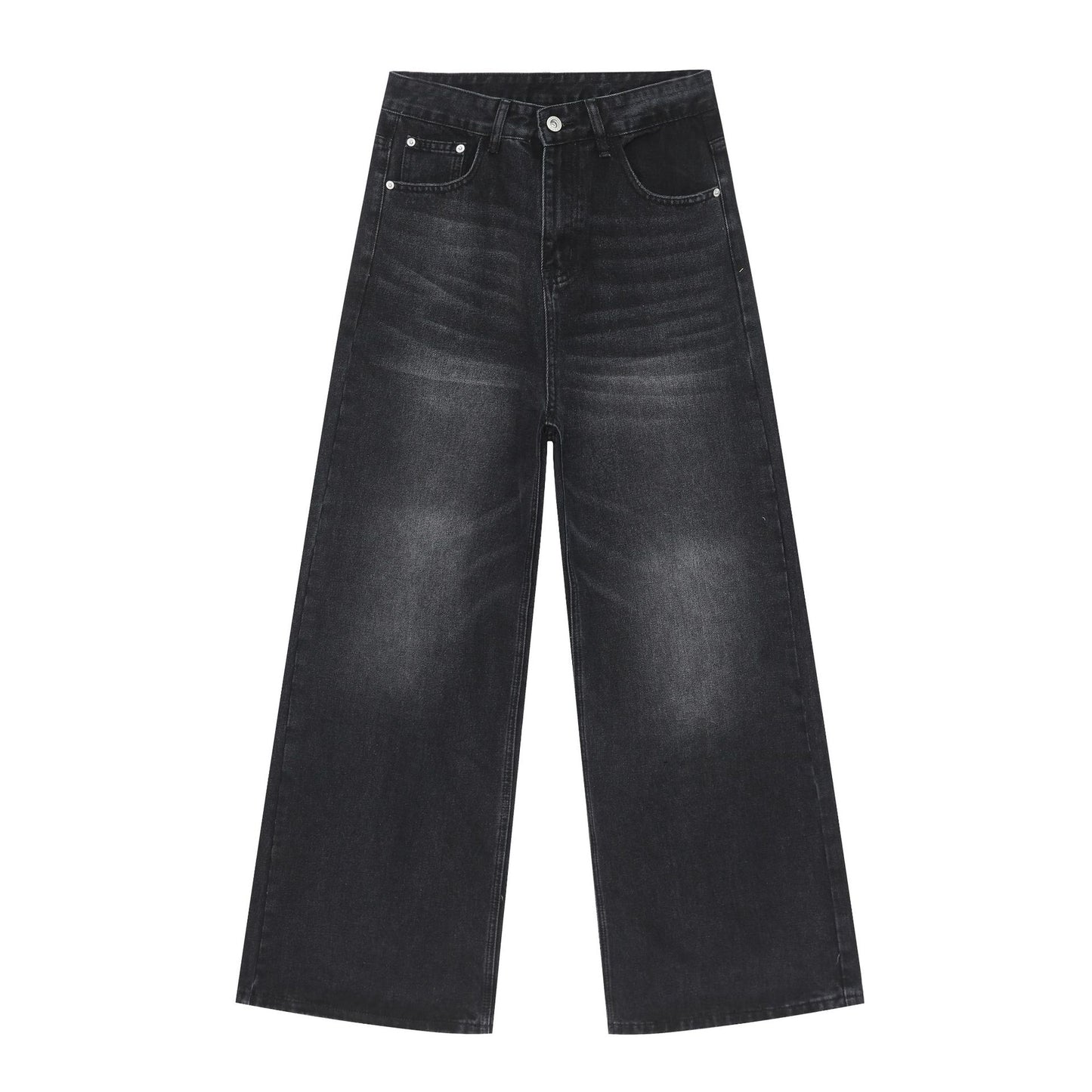 Loose Straight Cut Cotton Blend Jeans