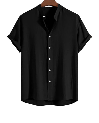 Men's Stand Collar Casual Shirt Set