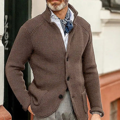 Mens Casual Solid Color Knit Jacket
