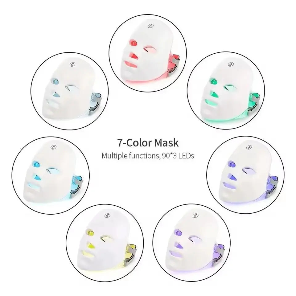 7 Color LED Beauty Mask, Facial Mask, LED Face Mask Comfort Skin Care Mask, Skincare Face Tool, Ideal Gift for Women, Birthday Gifts