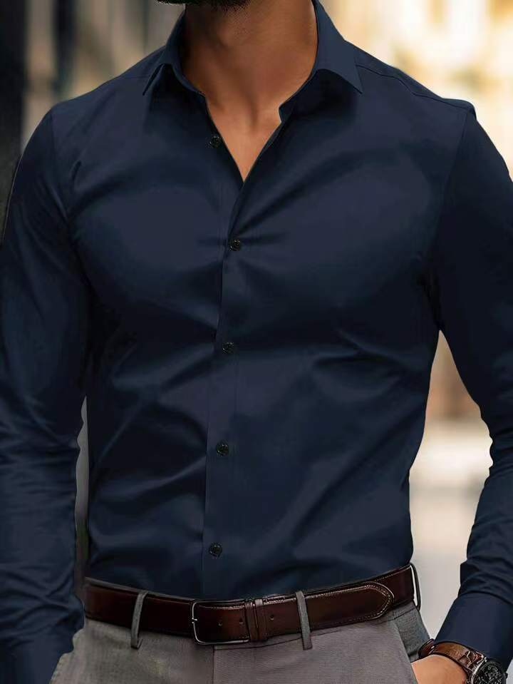 Mens Solid Color Long Sleeve Shirt
