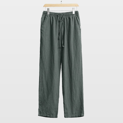 Mens casual cotton linen wide leg pants