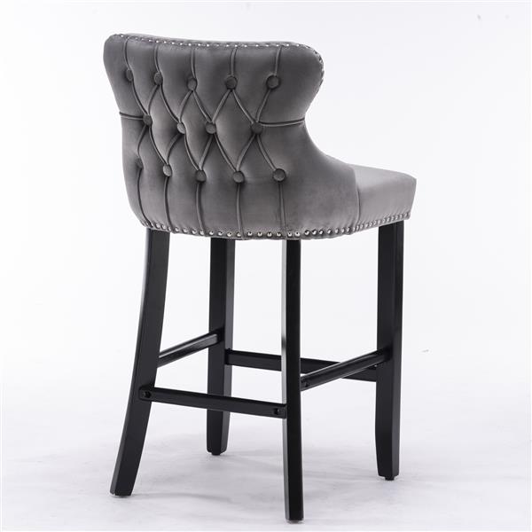 Velvet cushioned wing-back bar chair