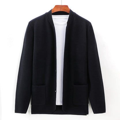 Men Non-Iron Knit Cardigan Long Sleeve Straight Sweater Jacket