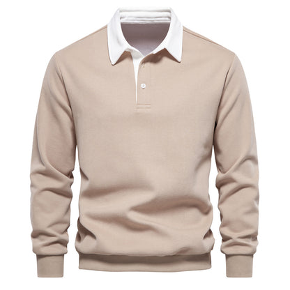 Mens Long Sleeve Polo Shirt Casual Cotton Top