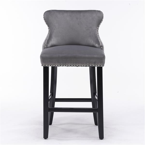 Velvet cushioned wing-back bar chair