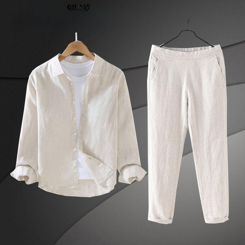 Mens Linen Shirt and Pants Set