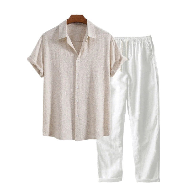 Men's Stand Collar Casual Shirt Set