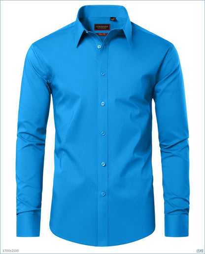 Four-Way Stretch White Button-Down Men's Plus-Size Shirt