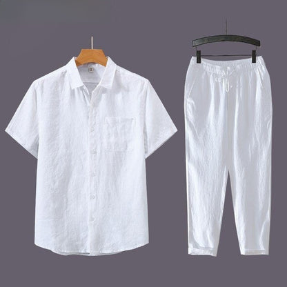 Mens Linen Shirt and Pants Set