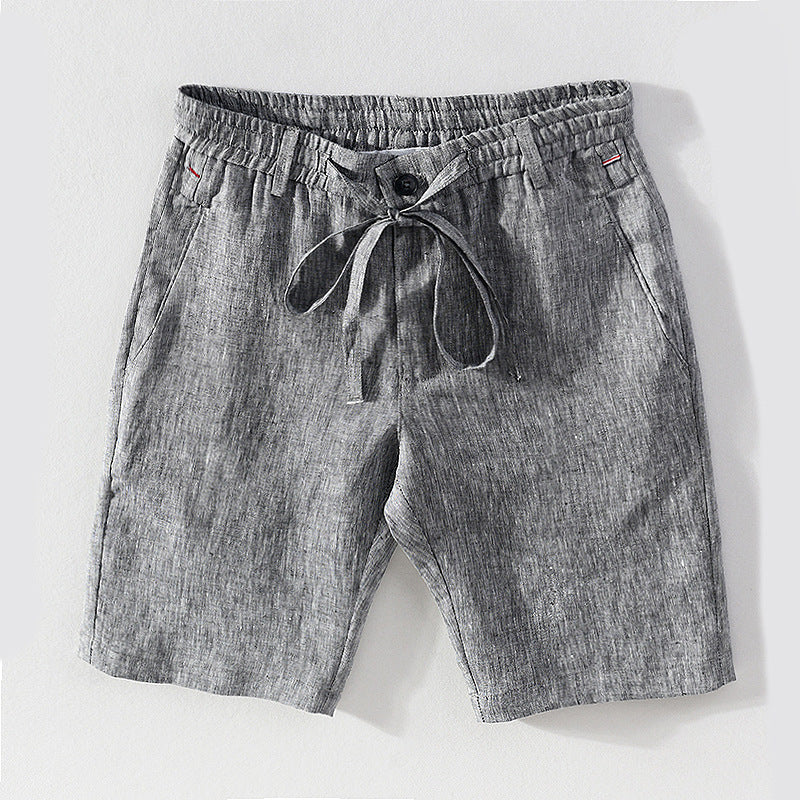 Men's Comfortable Solid Color Linen Mid-Waist Shorts