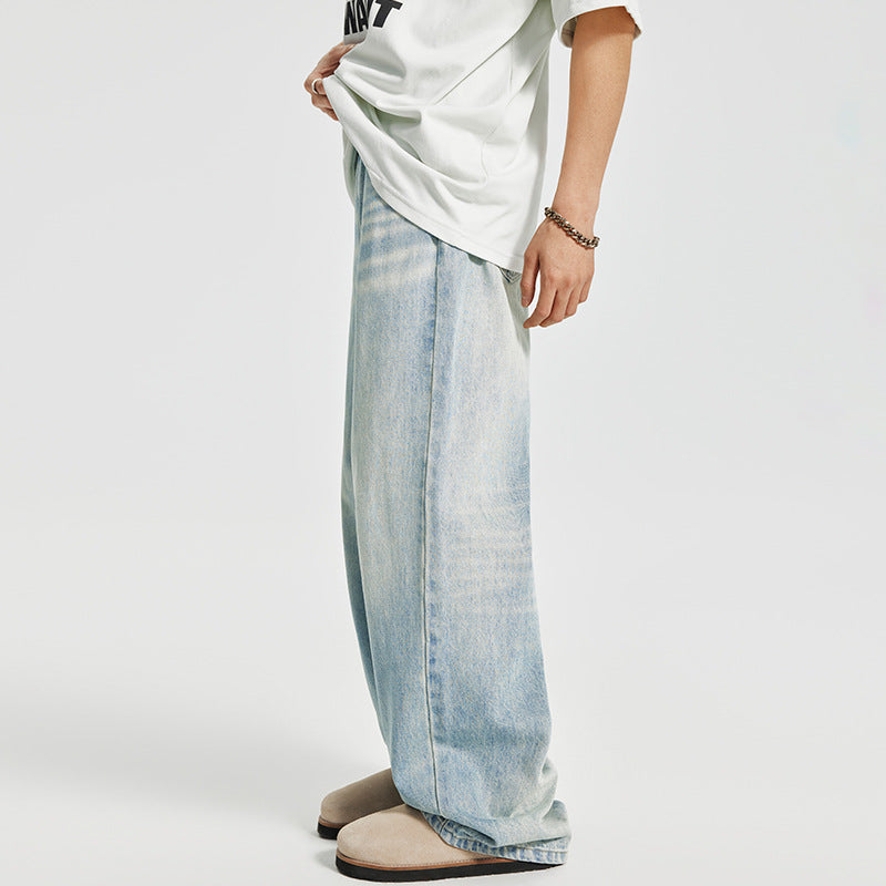 Retro Washed Blue Denim Trousers