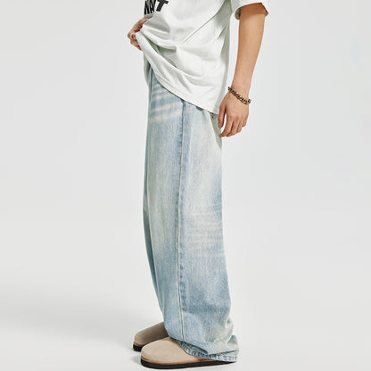 Retro Washed Blue Denim Trousers