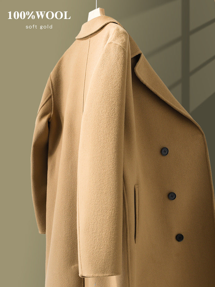 Over-knee double-faced cashmere coat