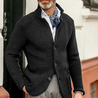 Mens Casual Solid Color Knit Jacket