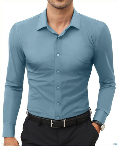 Four-Way Stretch White Button-Down Men's Plus-Size Shirt