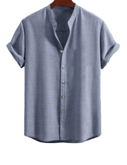 Men's Stand Collar Casual Shirt Set
