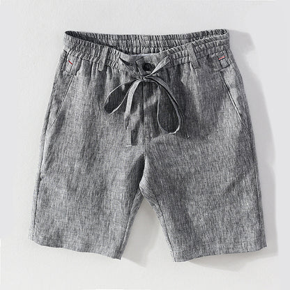 Men's Comfortable Solid Color Linen Mid-Waist Shorts