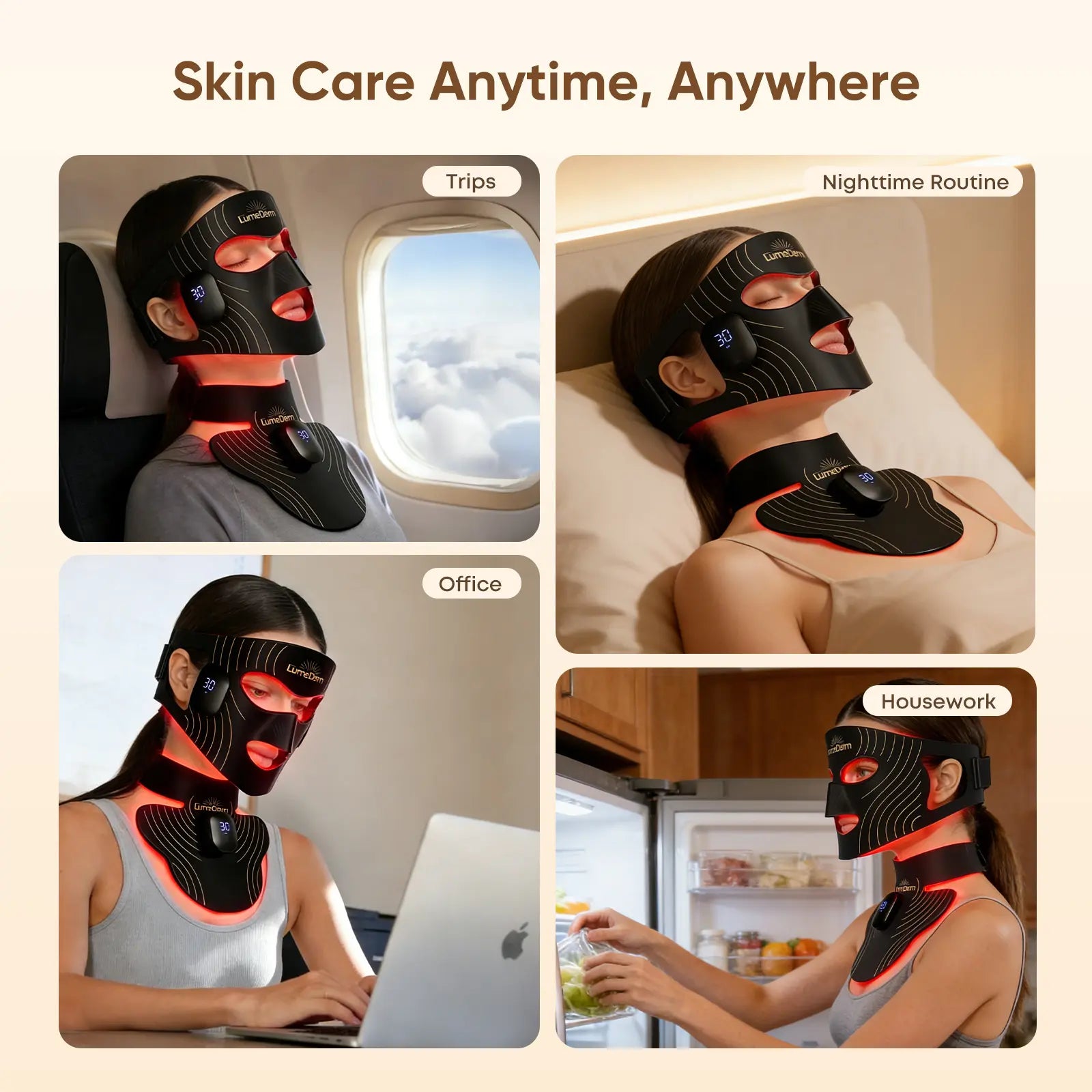 Lumederm GLOW Wireless LED Face Mask-With Red Light Therapy, 2-Year Warranty, Portable and Rechargeable for LED Facial Mask Skincare at Home and Travel, the Ultimate Gift Choice for This Season,Father'Sdaygifts,Summerhairstyles