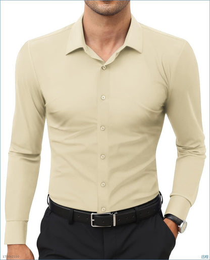 Four-Way Stretch White Button-Down Men's Plus-Size Shirt