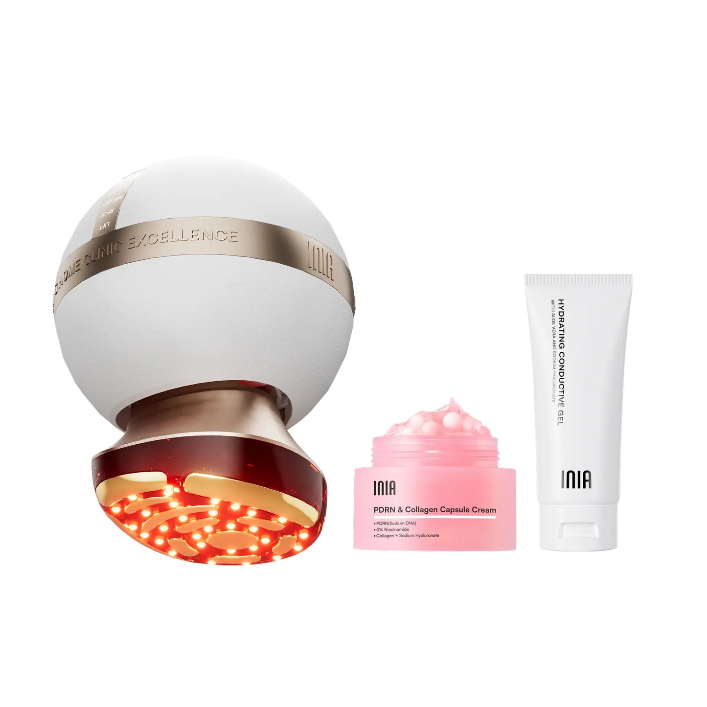 INIA SPHERA & PDRN Peptide Repair Skincare Bundle – RF & LED Anti-Aging Facial Device with EMS Microcurrent, Red Light & Cryo Cooling for Lifting & Firming, plus Peptide Cream & Serum for Deep Repair & Hydration.,Mother'S Day Special Gift