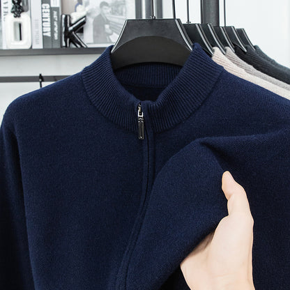 Wool Sweater with Zipper Knit Jacket for Men