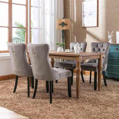 Velvet upholstered dining chair