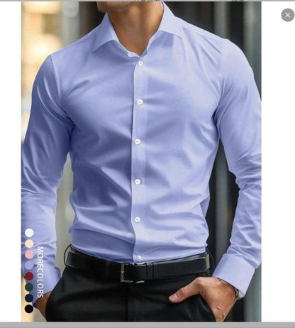 Four-Way Stretch White Button-Down Men's Plus-Size Shirt